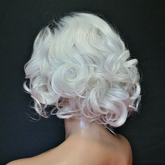 New Short Black & White Ombre Curly Wig main image 10